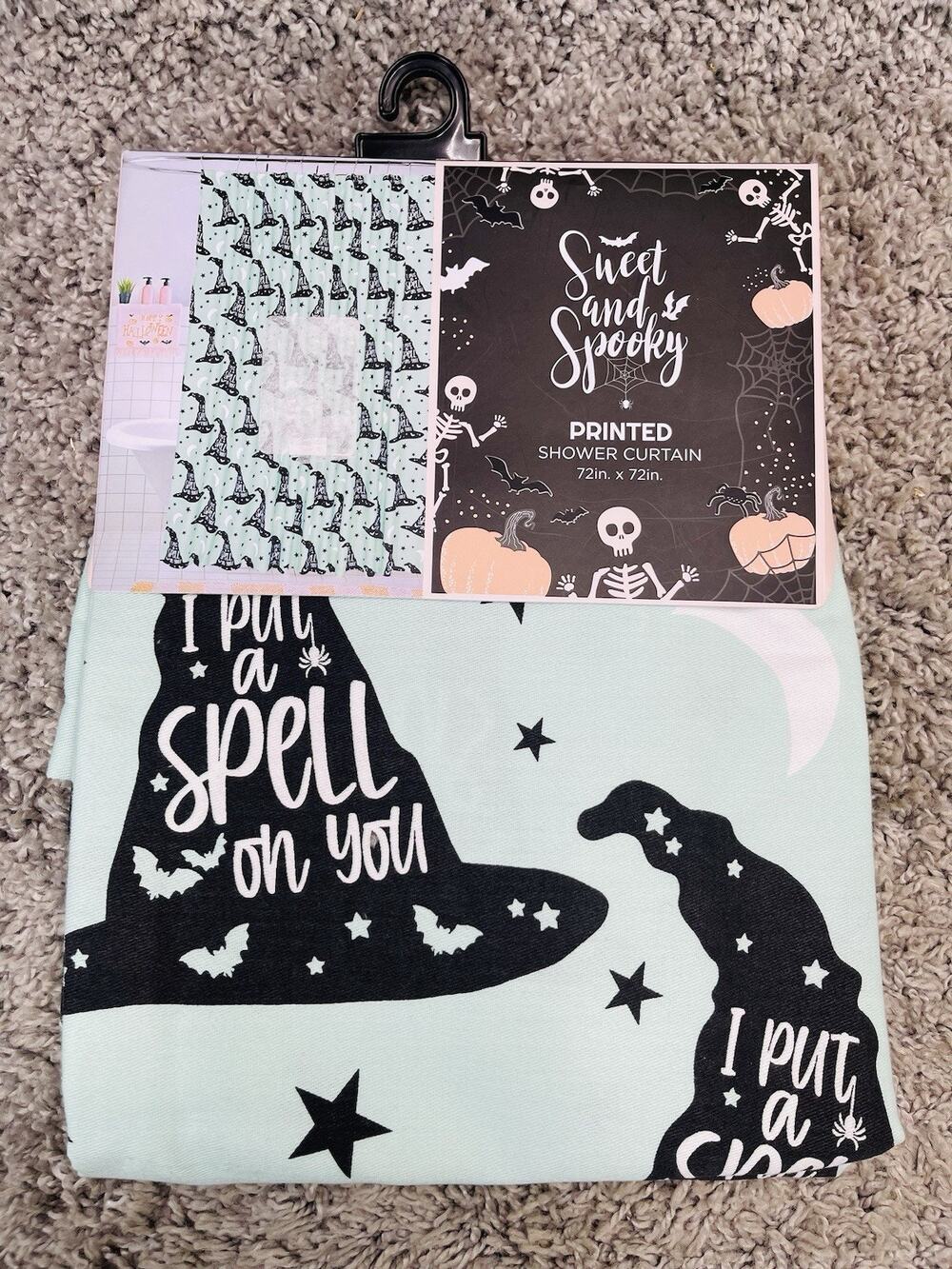 Sweet and Spooky Shower Curtain Halloween I Put A Spell On You Printed Design